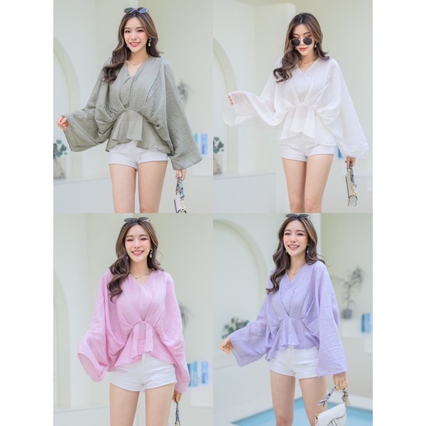 Ladies Summer Holiday Leisure Easy Match Comfortable Loose Longsleeve Blouse 夏日宽松长袖衬衫