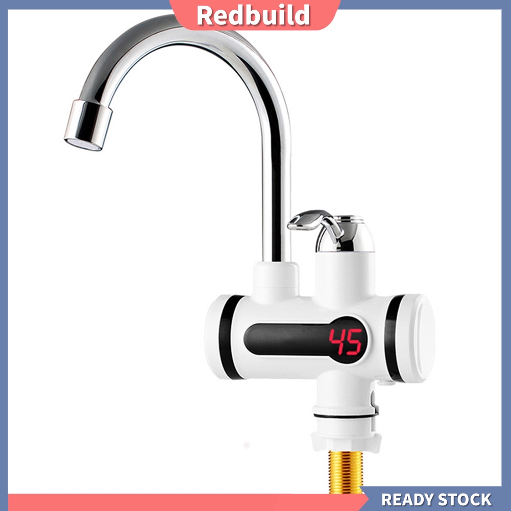 (redbuild) 220V 3000W Kitchen Digital Tankless Instant Heater Faucet Hot/Cold Water Tap