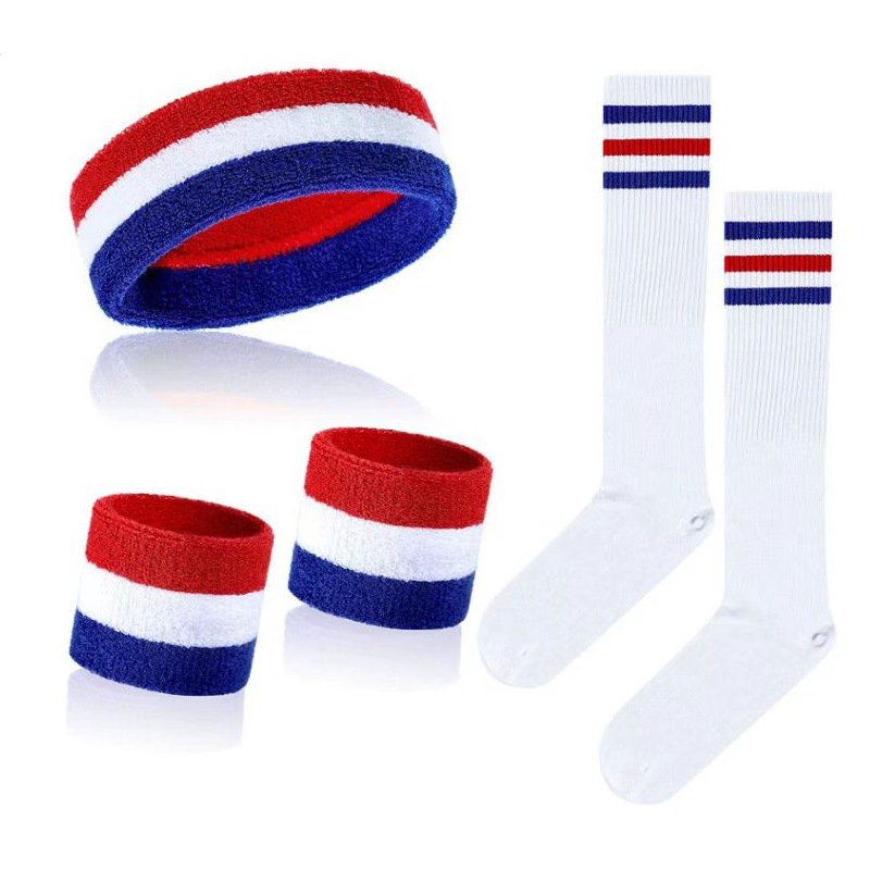 Get gifts/ Cross-Border Rainbow Scarf Wristband Three-Piece Set Sports Sweat-Absorbent Basketball Headband Wrist Guard