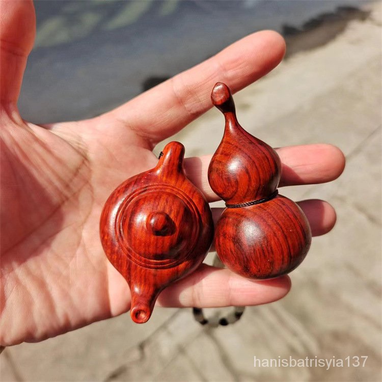 Get gifts/QM Rosewood Hand Pieces Wood Carving Handle Pot Wooden Cultural Artifact Craft Pendant Tea Ornaments Automobi