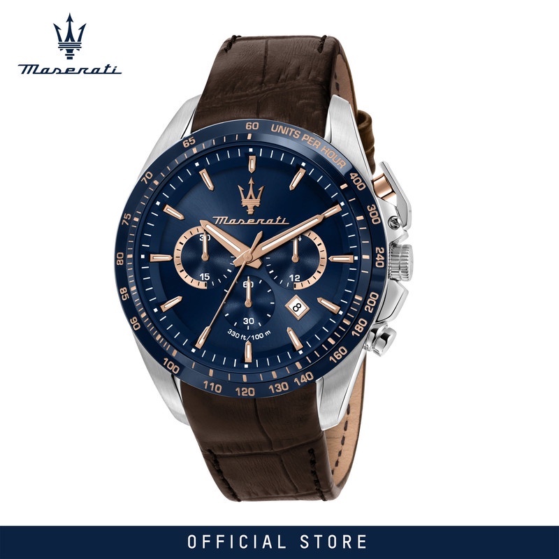 [Online Exclusive] [2 Years Warranty] Maserati Traguardo 45mm Brown Leather Men's Chronograph Quartz Watch R8871612037