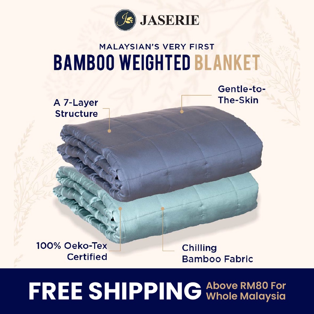 JASERIE® Deep Sleep Weighted Blanket - Queen Size, Anxiety & Insomnia Relief, Cooling, Selimut Tebal