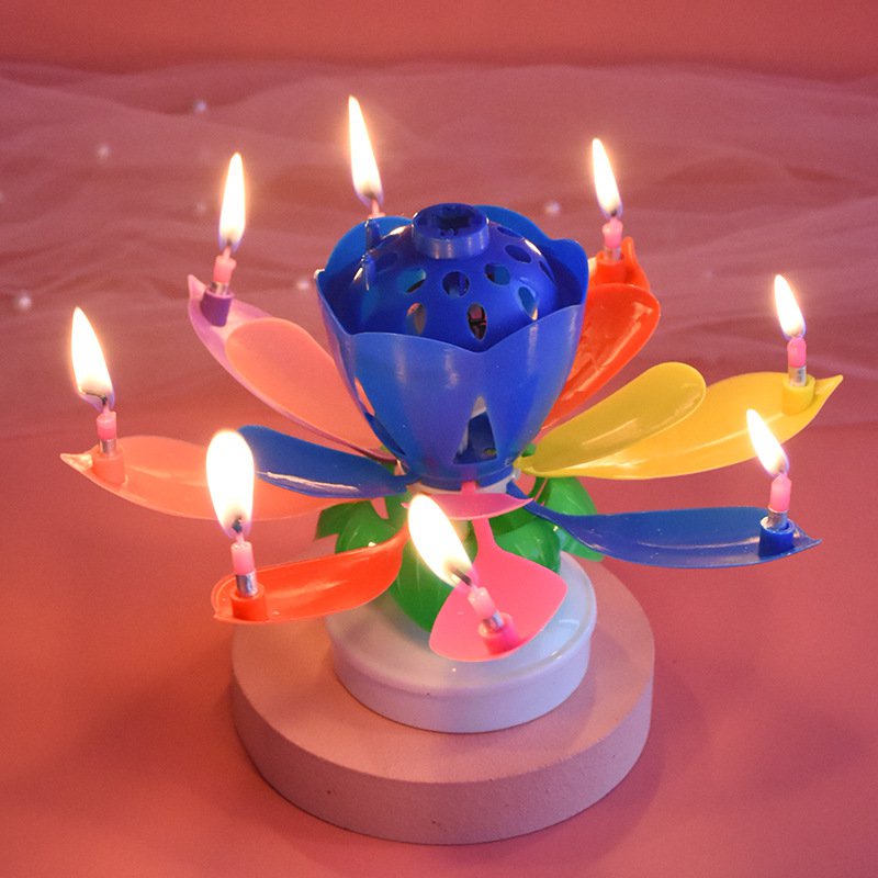 Get gifts/ Get couponsOnline Red Lotus Music Birthday Candle Creative Rotational Flowering Singing Romantic Colorful Lo