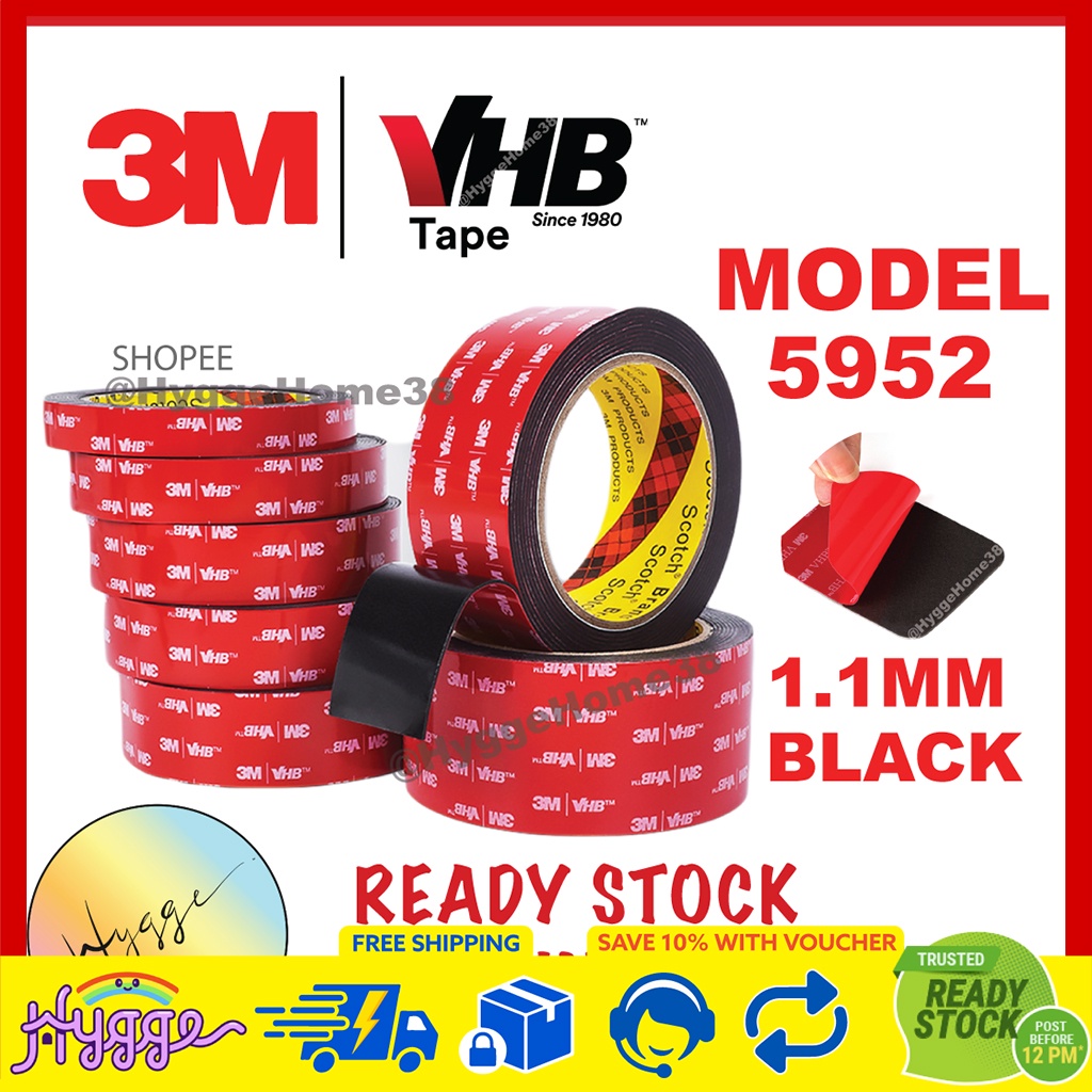 3M 5952 Double Sided Tape Heavy Duty Strong VHB Sticker Acrylic Adhesive Foam Vehicle Waterproof 3/10/33 meters roll car