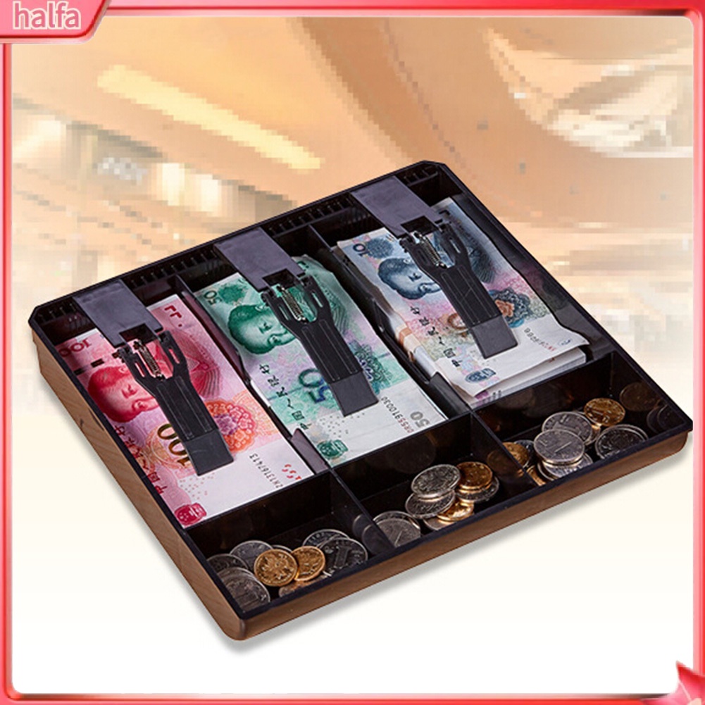 HALFA| 3 Grid Money Cash Coin Register Cashier Box Insert Tray Storage Drawer Organizer /RXSN/