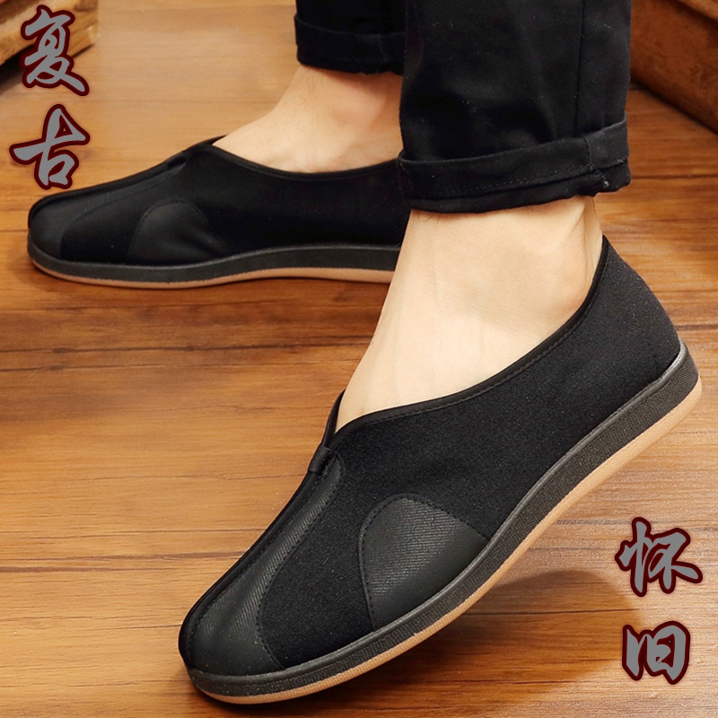 Spring of old Beijing cloth shoes male or clot Men Middle-Aged Elderly Men's Soft-Soled Dad Toe Chinese Style Kung Fu 5.22