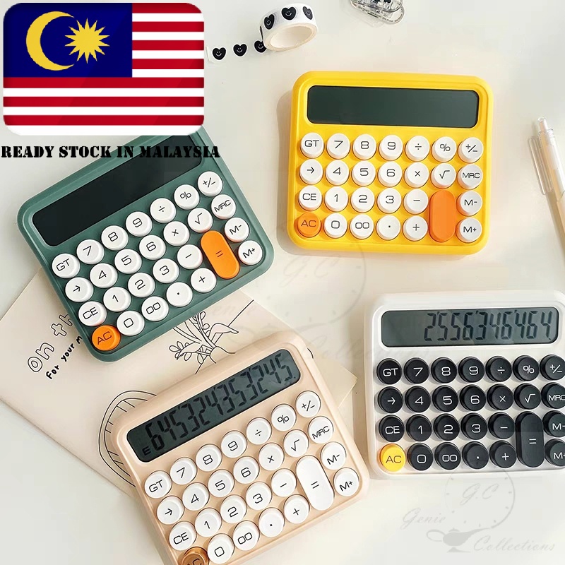 *JUN SPECIAL DEALS* INS Retro Minimalist 12-Digit Round Mechanical Keyboard Button Electronic Calculator School Office