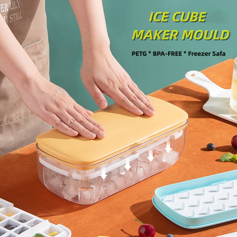 New ICE Cube Maker Mould, ICE Cube Tray with Top Cover, Silicone Ice Cube Mould Silikon Dulang Ais Dengan Penutup