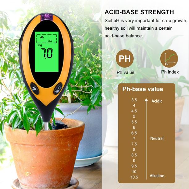 4 in 1 Moisture Sunlight PH Meter Soil Water Acidity Humidity Light PH Test Garden Plants Moist Tester Testing Instrument