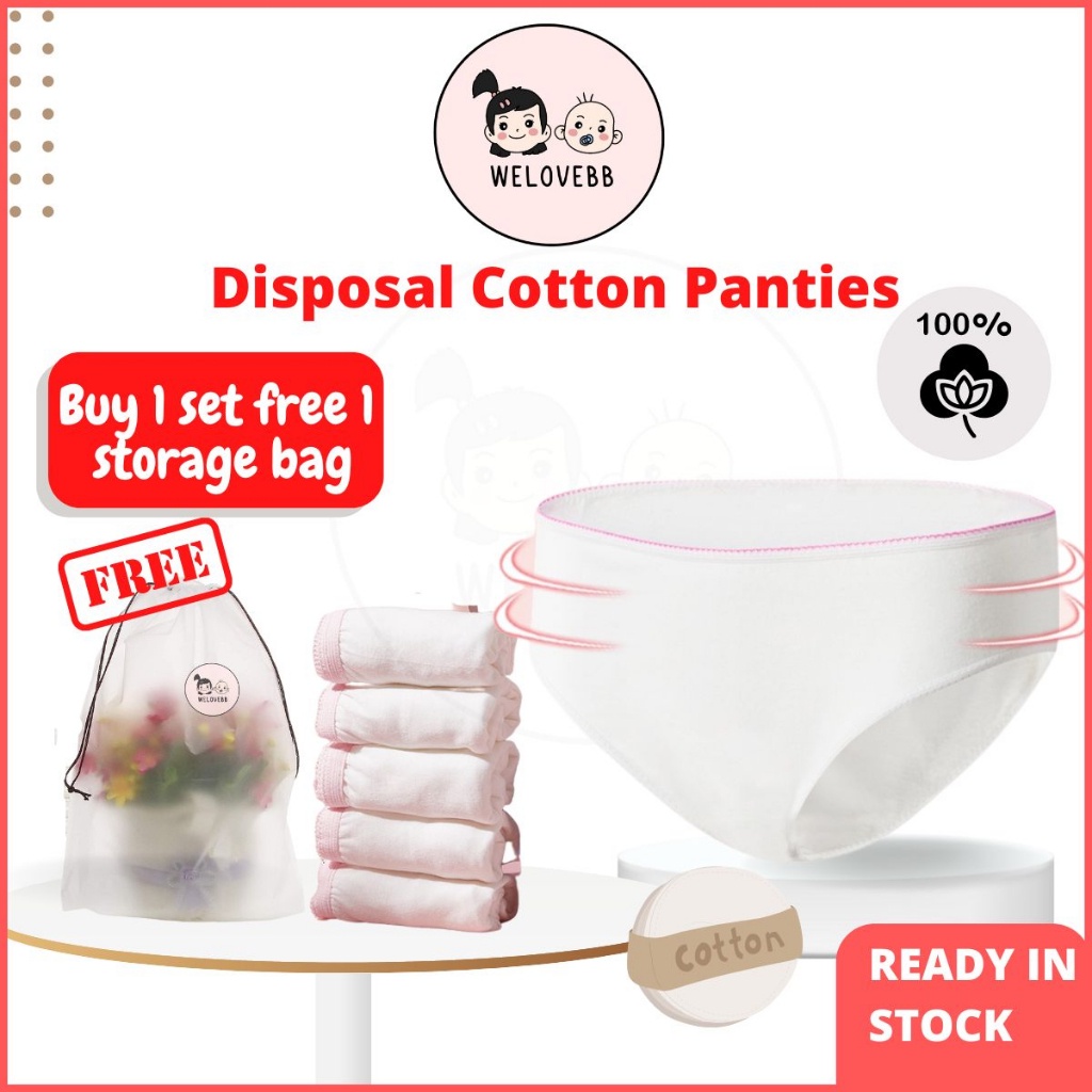 WELOVEBB Soft Smooth Cotton Woman Disposable Panties Maternity Travel Underwear Seluar Dalam Pakai Buang Perempuan