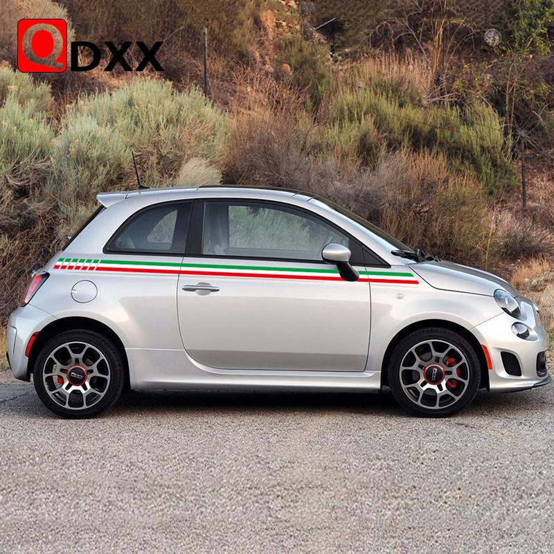 Italian Flag Stripes Car Waist Lines Stickers Auto Body Door Side Vinyl Decals Racing Sport Styling Accessories For Fiat