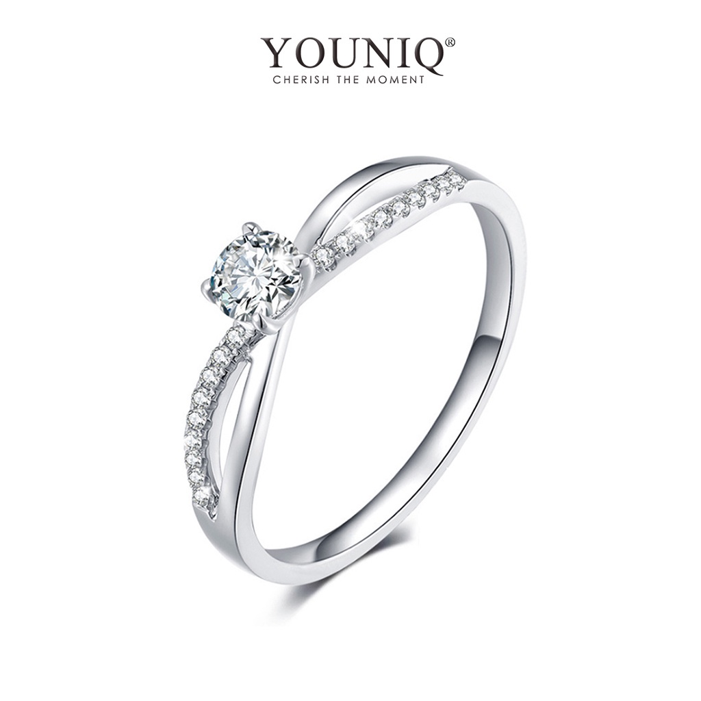 YOUNIQ Basic Korean Adjustable Silver Infinity CZ Diamond ROM Engagement Wedding Cincin Ring