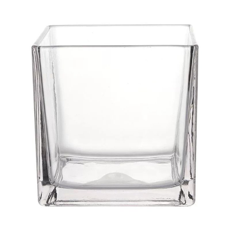 Get gifts/QM Simple Hydroponic Flowerpot Square Glass Vase Transparent Scindapsus Aureus Aquatic Plant Vessel Turtle Ja