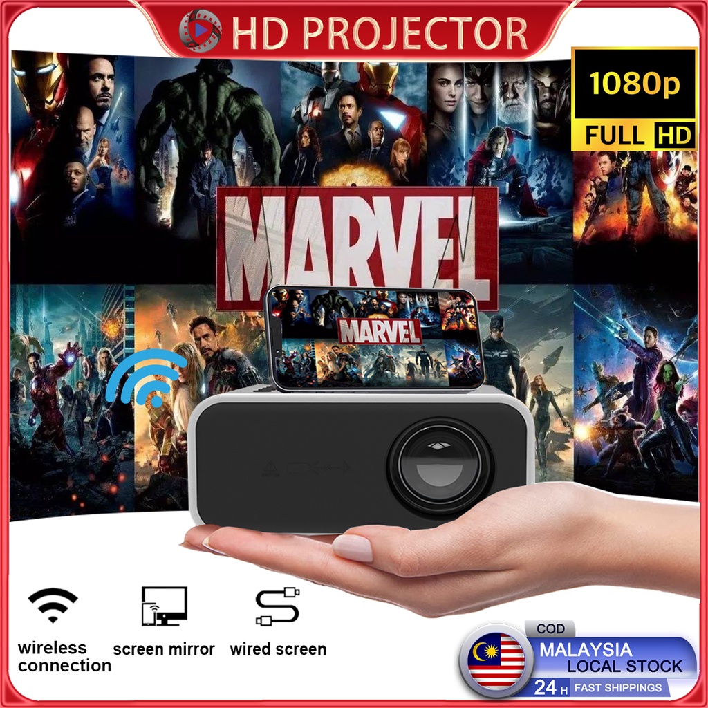 Mini Projector For Phone Projektor Mini Portable Projector FULL HD Lcd Projector For Classroom Home Theater Small Projector Pico Projector Media Player Home Cinema YT300 Projector