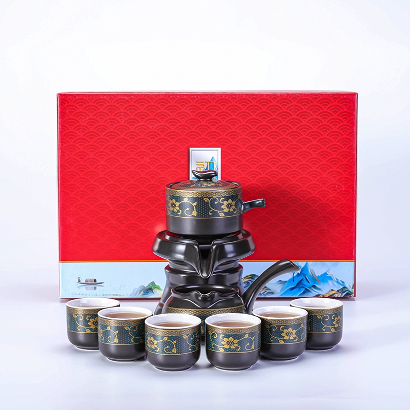 Get gifts/Porcelain Brand Tea Dark Fragrance Tea Set Home Gift Semi-Or Full-Automatic Stonewashed Lazy Kung Fu Teapot G