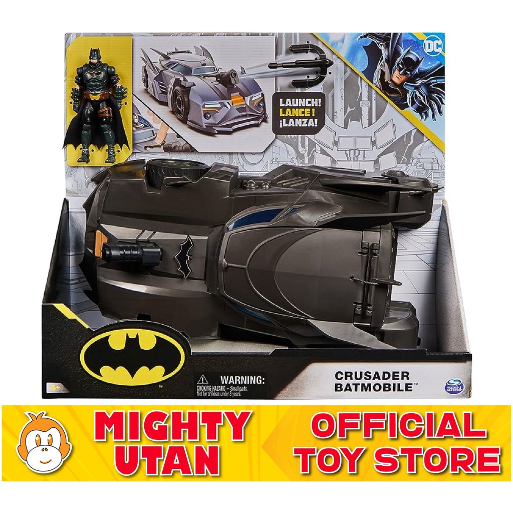 [Original] DC Comics Batman Crusader Batmobile with 4-Inch Figure Toys for Kids Boys Girls