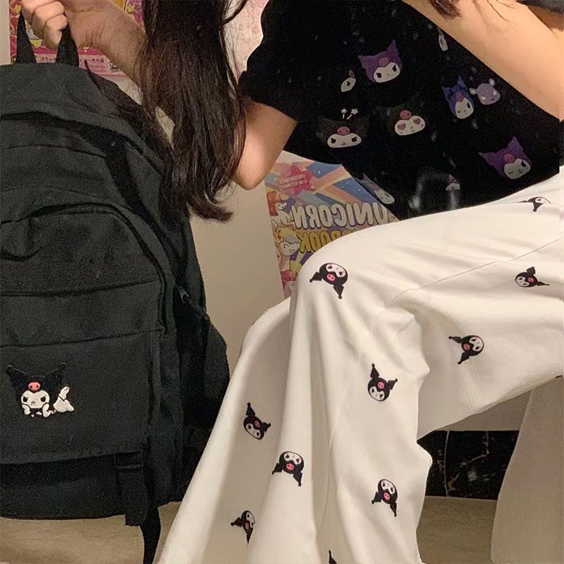 [Ready Stock goods] Kuromi Pants Thin Style Japanese Wide-Leg Pants Junior High School High School Students Dormitory Loose