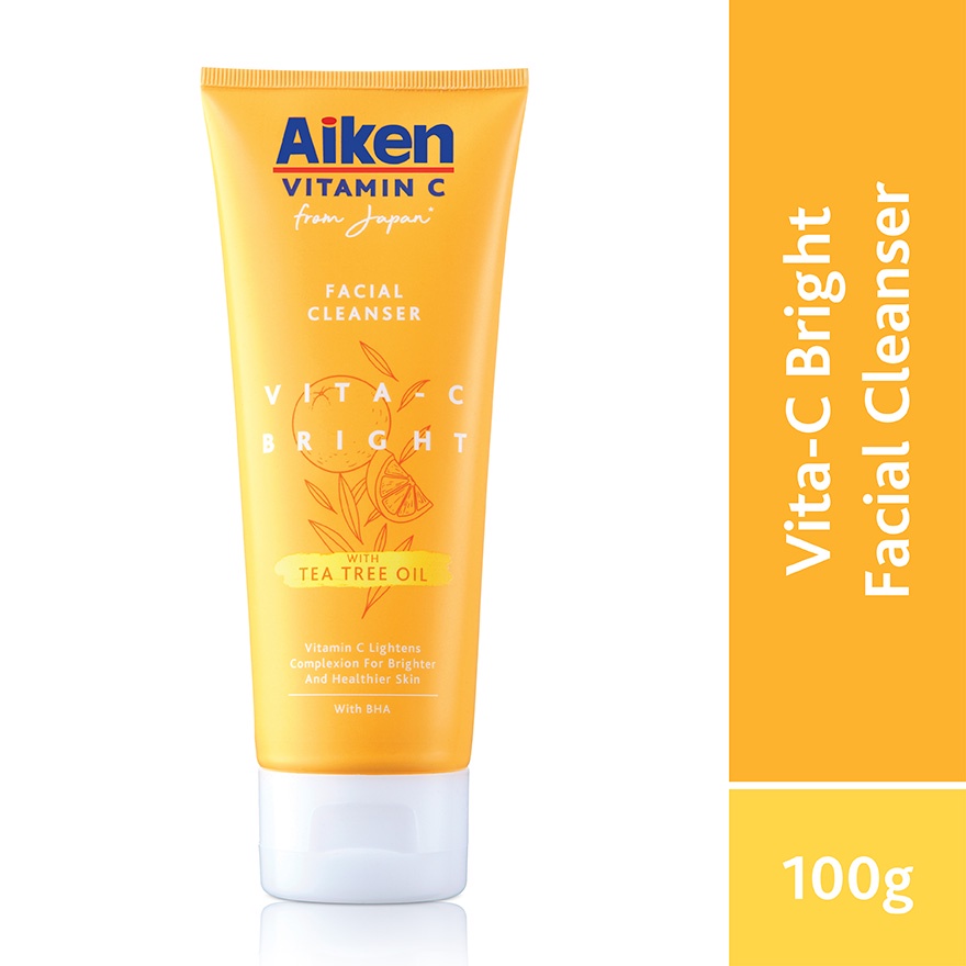 Aiken Vita-C Brightening Facial Cleanser 100g | Cleanses Excessive Sebum & Dirt | Reduces Comedones | Ultra-fine Foam