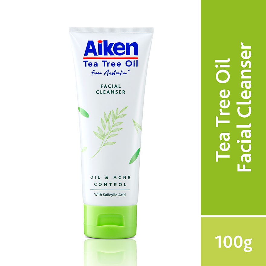 Aiken Tea Tree Oil Facial Cleanser 100g | Purify Pimple-prone Skin | Removes Excessive Dead Skin | Rich & Gentle Foam