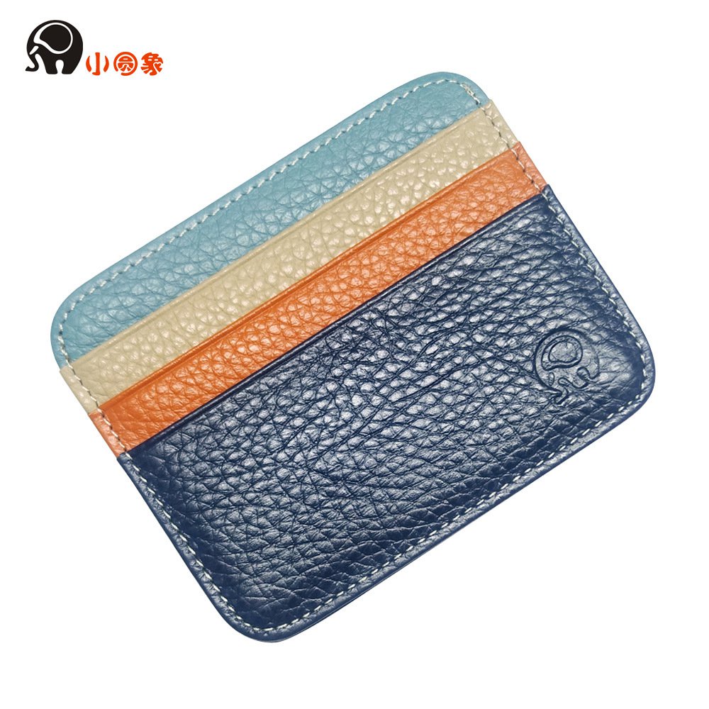 Get gifts/QSmall round Elephant First Layer Cowhide Coin Purse Card Holder Card Case Bus Card Case Wallet Driver's Lice