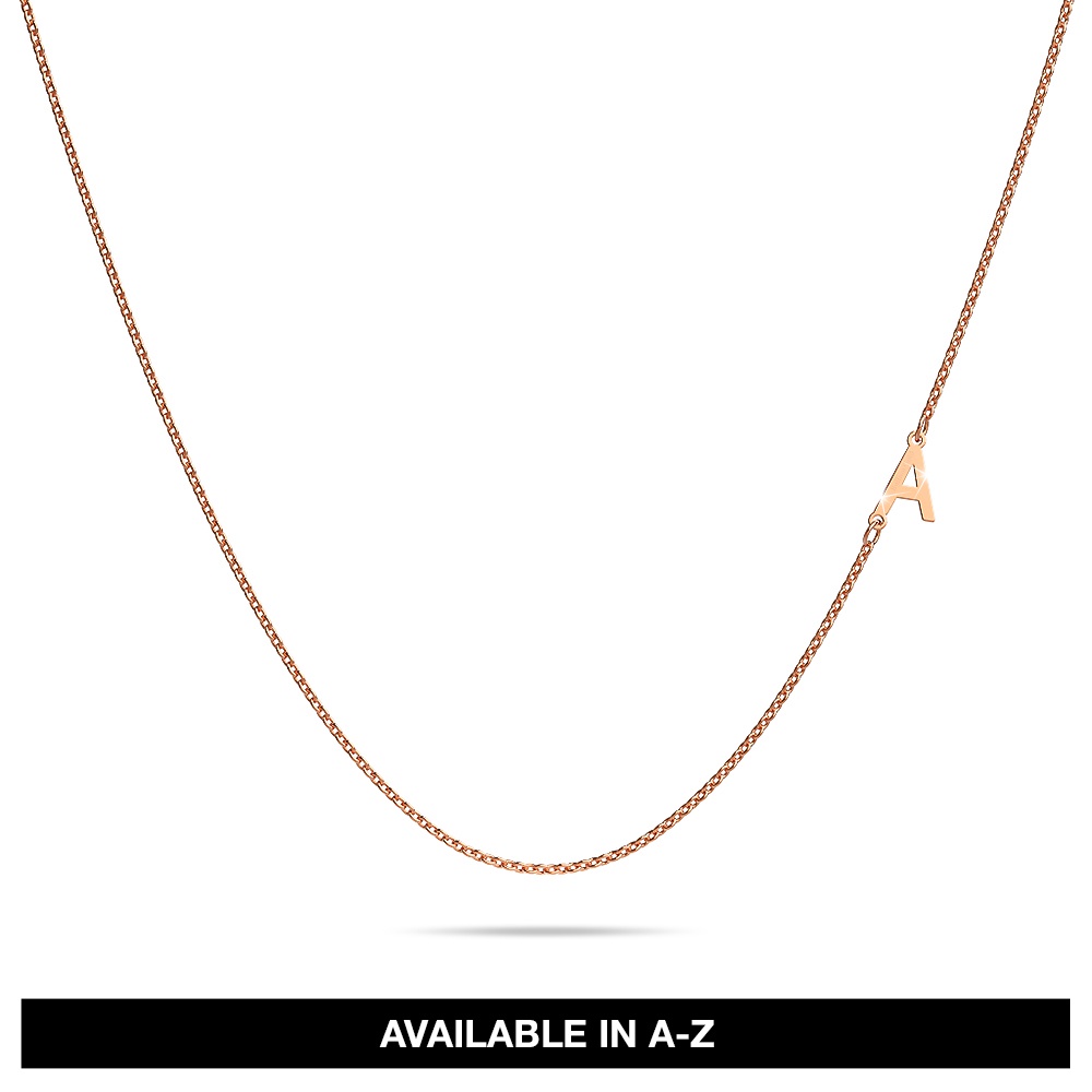 BULLION GOLD Bold Alphabet Letter Initial Charm Necklace in Rose Gold Tone