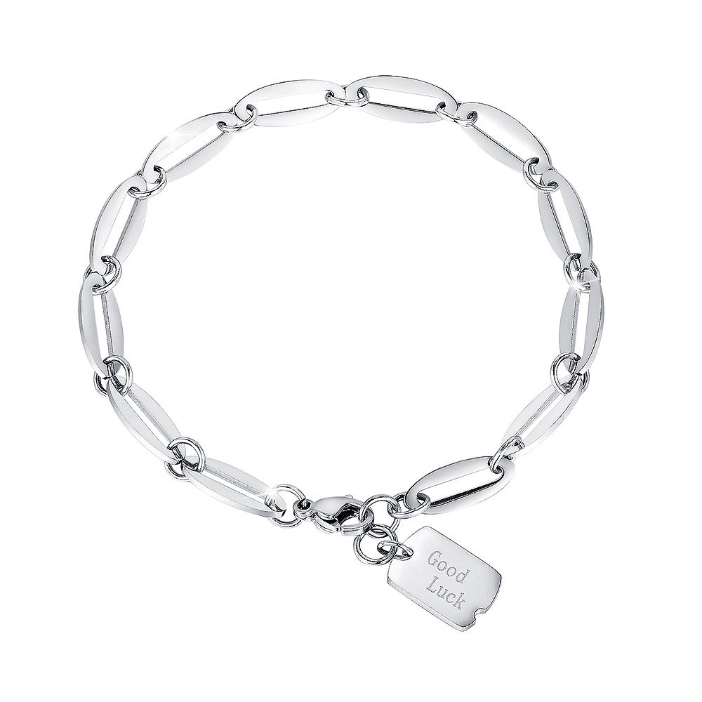 BULLION GOLD Good Luck Chain Bracelet in White Gold Layered Steel Jewellery