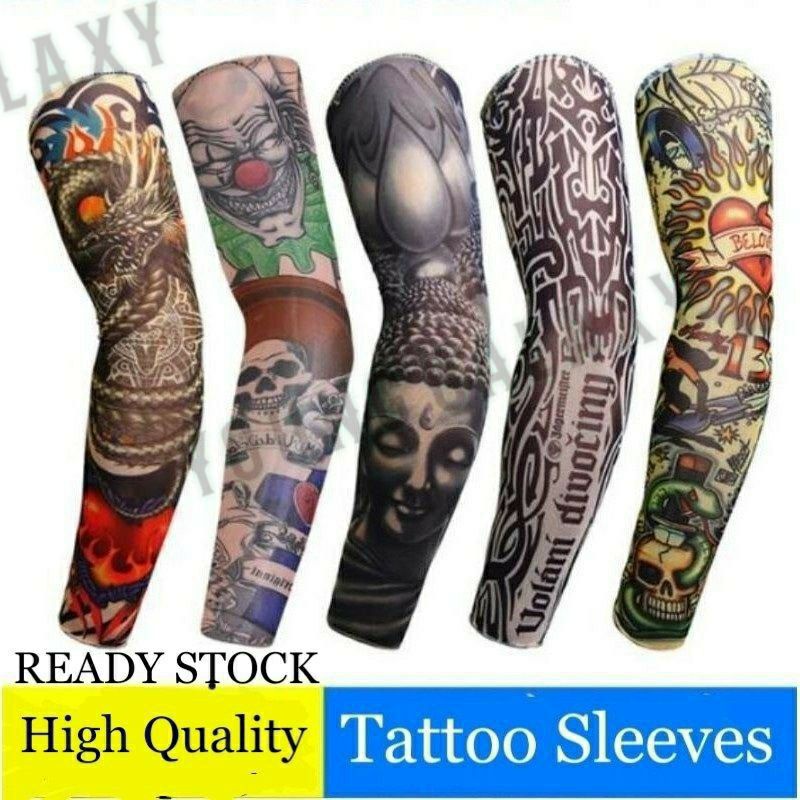 Ice Silk Anti UV Protection Tattoo Arm Hand Sleeves Handsock Outdoor Sport Riding Sutera Ais Tatu Sarung Lengan 刺青纹身冰丝袖套