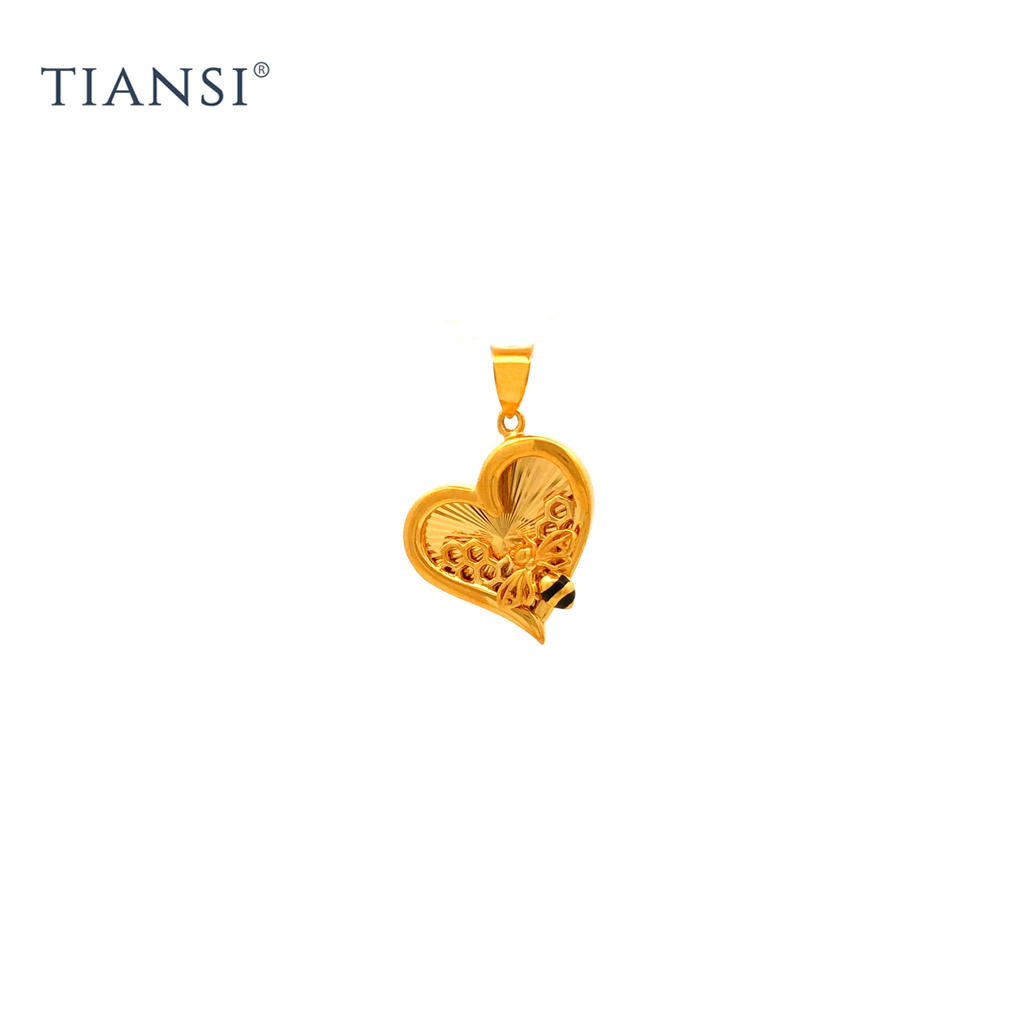 TIANSI 916(22K) GOLD HEART SHAPE HONEYBEE PENDANT 心形蜜蜂金吊坠-P97-5 Loket Emas