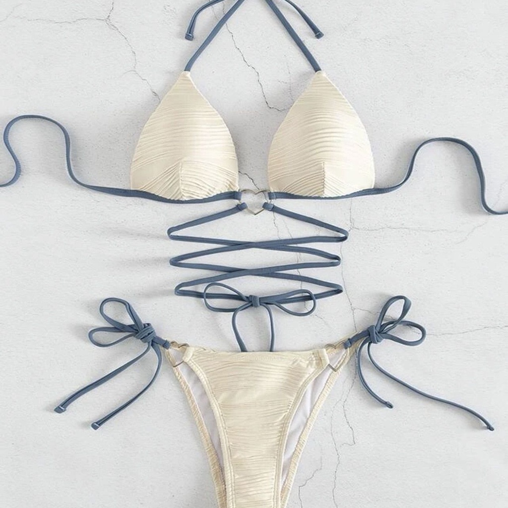 AT#2023New Love Drawstring Sexy Bikini Seaside Vacation Women's Swimsuit S0NY