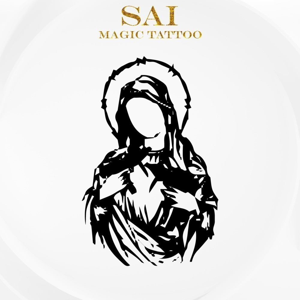 SAI MAGIC TATTOO Lasts to 2 weeks 10CM×06CM Tattoo sticker waterproof long lasting Temporary fake tattoo Our Lady Mary Mother Of Jesus Minimalist Small Little Finger Tattoo Wrist Herbal Henna Tattoo 432