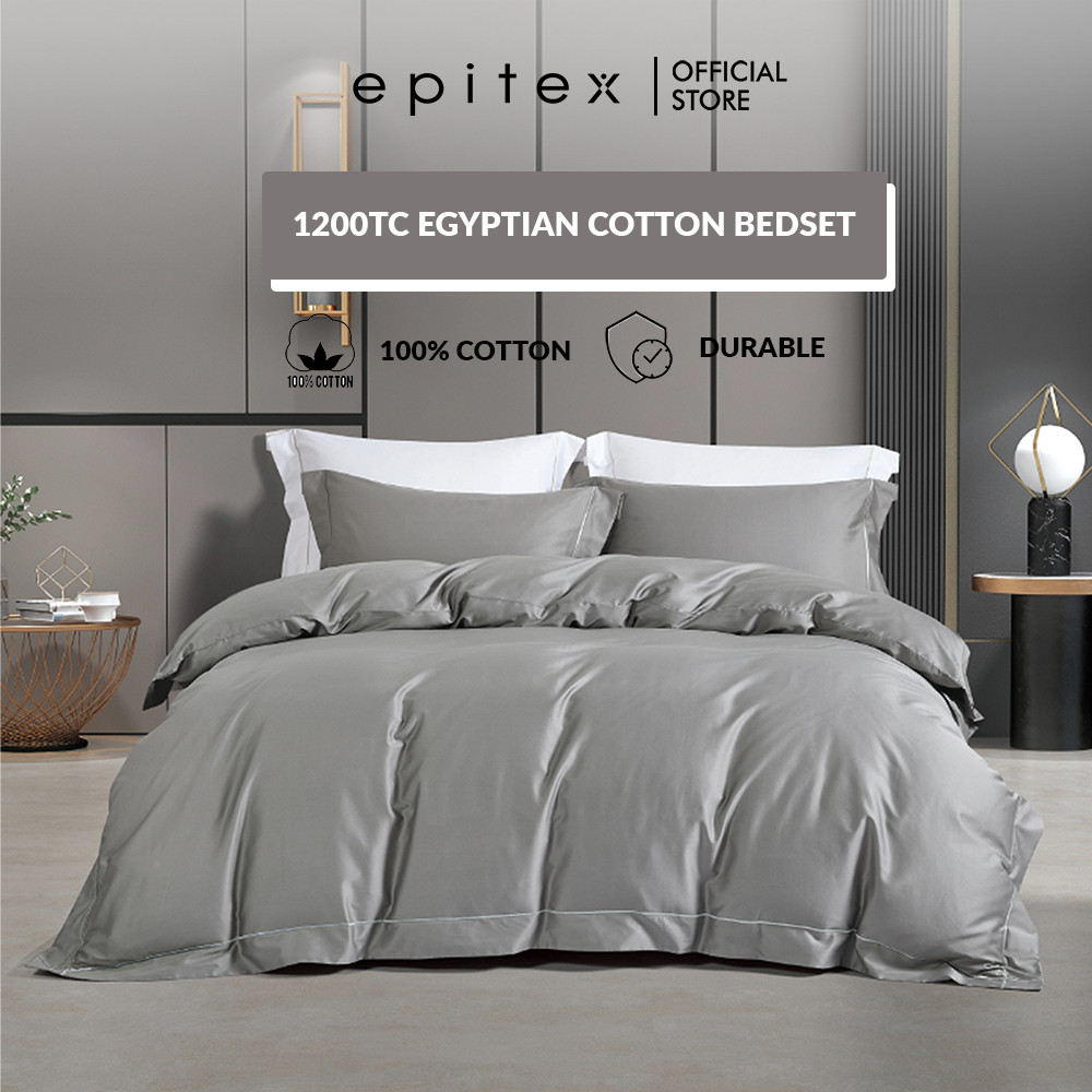 Epitex (Quilt Cover Set) 1200TC Hotel Egyptian Cotton Bedsheet | Egyptian Cotton Bedset | Cadar