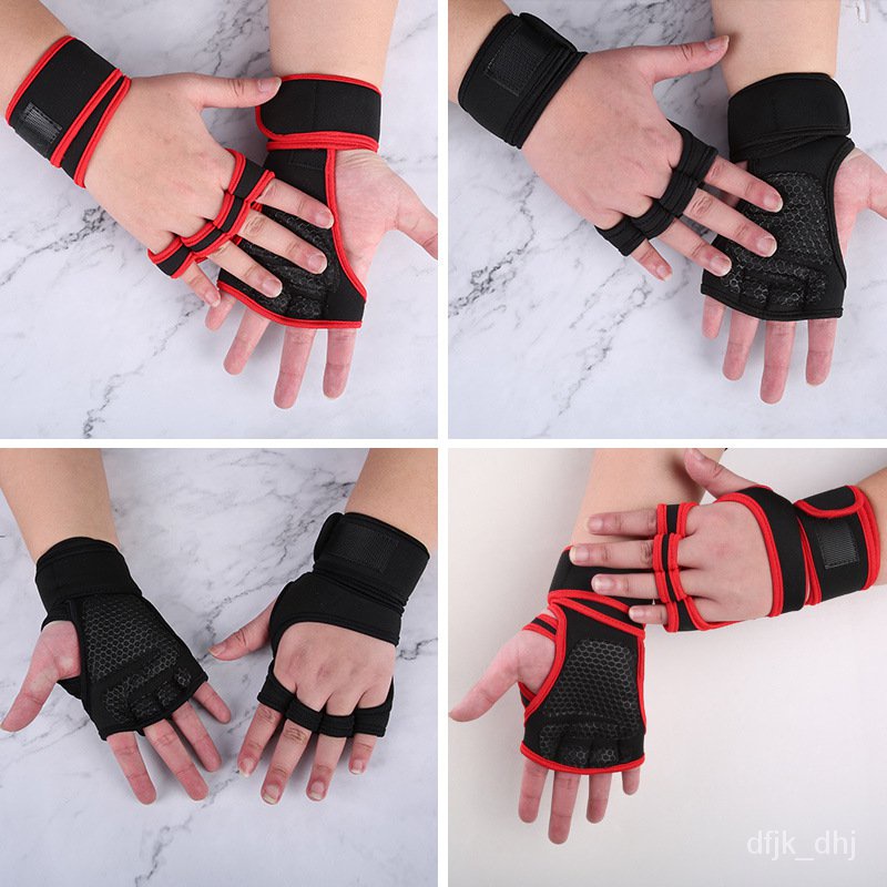 Get gifts/QFactory Supplier Half-Finger Fitness Gloves Men's and Women's Mechanical Weightlifting Barbell Wrist Guard A