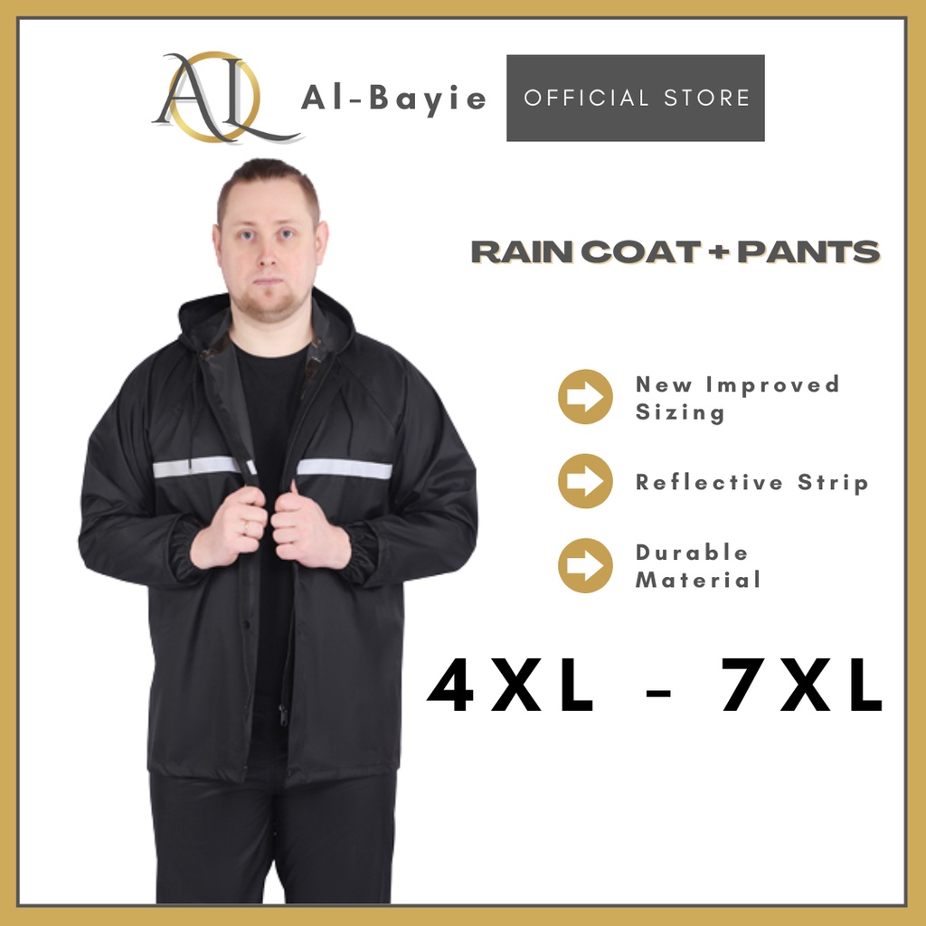 Premium Big Size (4XL-7XL) Raincoat Rainsuit Baju Hujan Motorcycle Bike Bicycle Rain PVC Jacket Jaket Motor Jas Hujan Ra