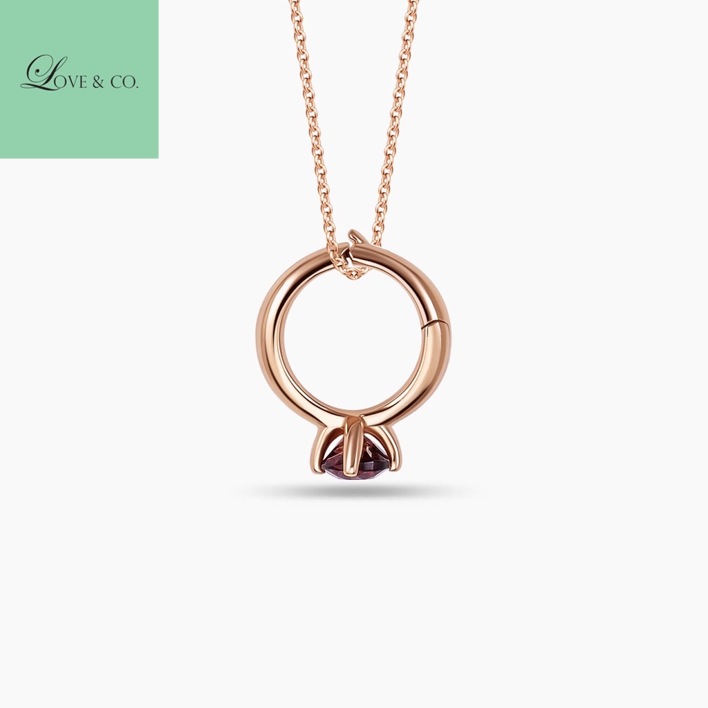 Love & Co. LVC Charmes Rose Gold Mini Ring Red Gems Necklace