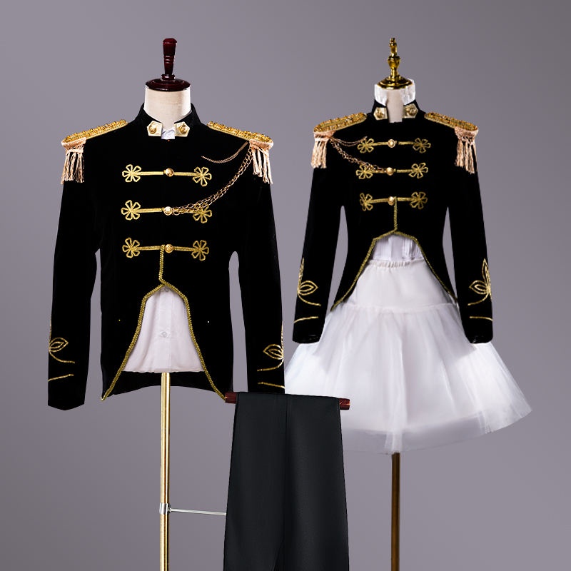 2022 New Style European Style Court Costume Stage Drama Costume Male Female Drum Band Uniform Couple Photo