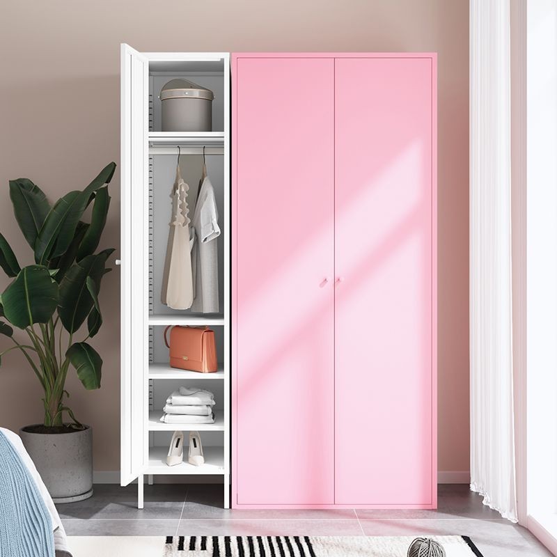 Almari Baju Lemari Pakaian pink Metal Wardrobe Home Bedroom balcony Storage Cabinet Simple Outdoor Tool Storage Cabinet