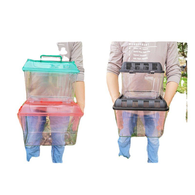 Get gifts/QLarge Fish Tank Box Portable Transparent Pet Box Non-Acrylic Fish Globe Plastic Fish Tank Children's Small T