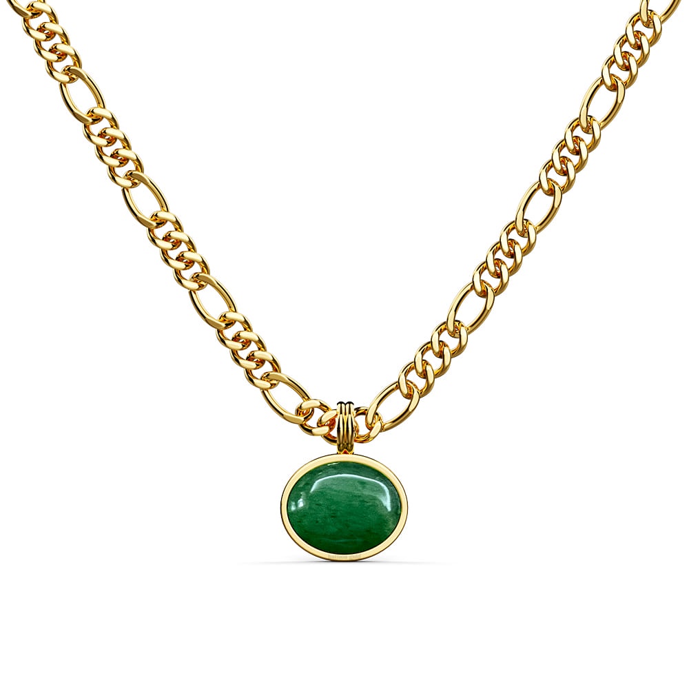 BULLION GOLD Green Aventurine Luminary Necklace in Gold