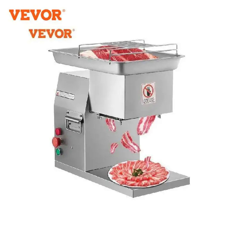 VEVOR 250Kg/H Electric Meat Slicer Stainless Steel 3mm Blades Meat Cutter Grinder Machine Auto Kitchen Home Appliance Co