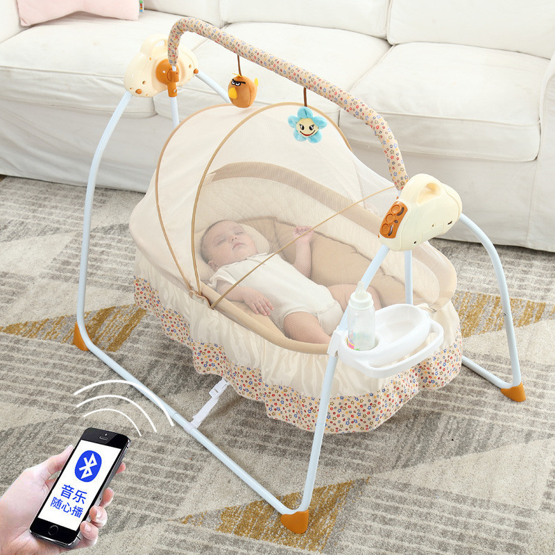 Get 7% coupon+gift】ce Factory】Electric Bassinet Folding Rocking Chair Smart Sleeping Crib Foreign Trade Maternal and Chi