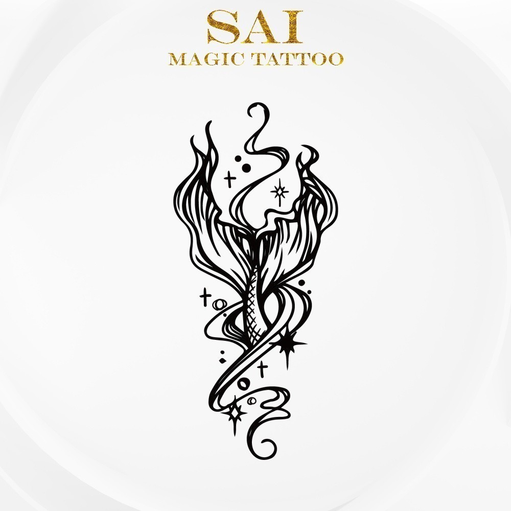 SAI MAGIC TATTOO Lasts to 2 weeks 10CM×06CM Tattoo sticker waterproof long lasting Temporary fake tattoo Mermaid Armband Minimalist Small Little Tattoo Wrist Herbal Henna Tattoo 475