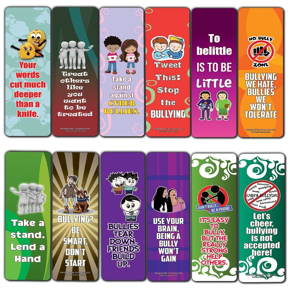 Anti-Bullying Slogans Bookmarks for Kids (6-pack)