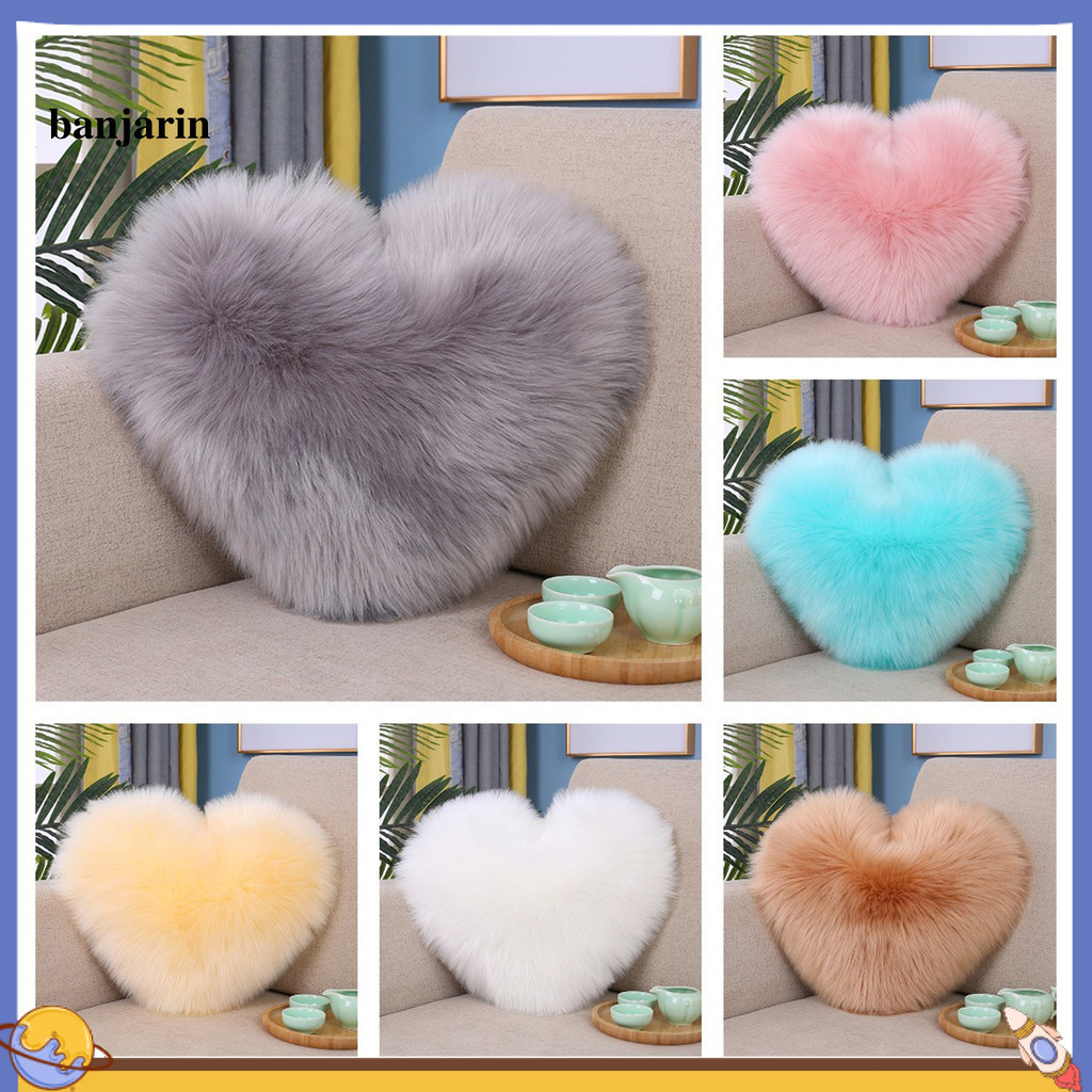 {Jayapufh} PP Cotton Pillow Doll for Bedroom Heart Shaped Fluffy Sofa Cushion Case Vibrant