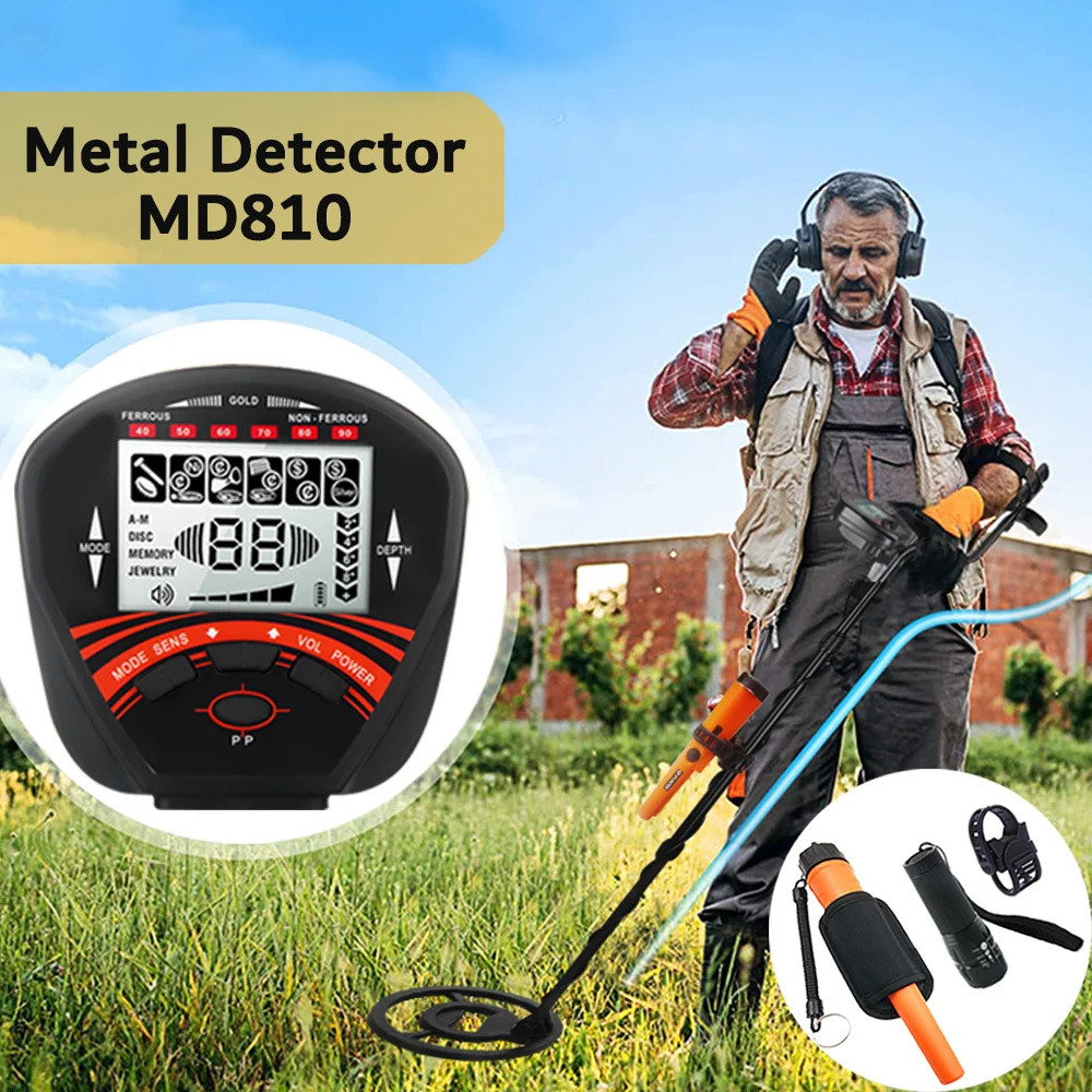 MD810 Underground Metal Detector Gold Digger Treasure Hunter Professional Detecting Equipment 10" Waterproof IP68 Sea