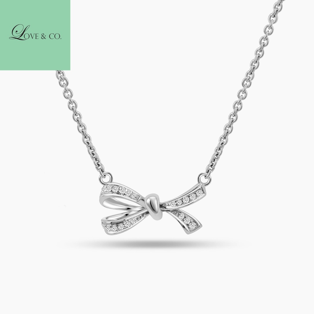 Love & Co. LVC Noeud 18K White Gold Diamond Necklace