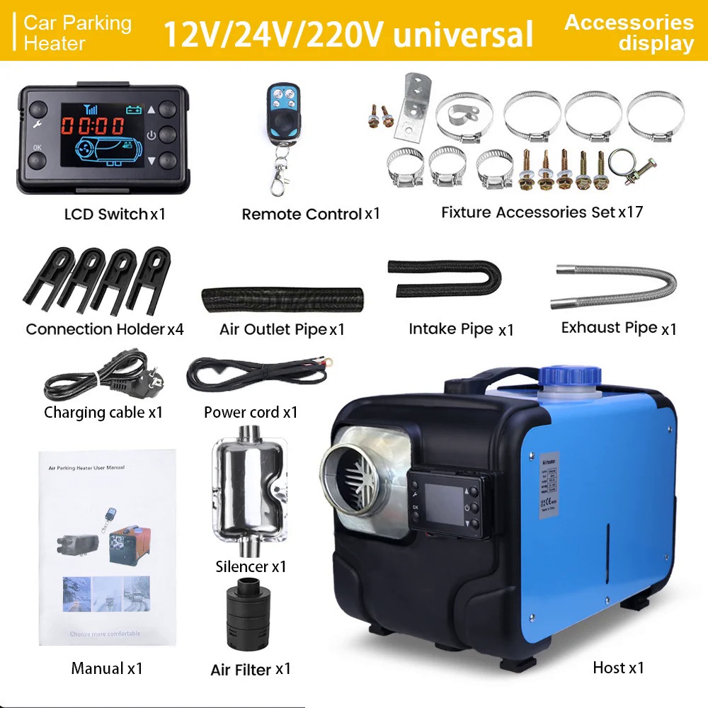 12V/24V 220V 2KW--8KW Car Diesel Air Parking Heater All In One Autonomous Warmer For Truck Bus Motorhome RV With LCD Mo