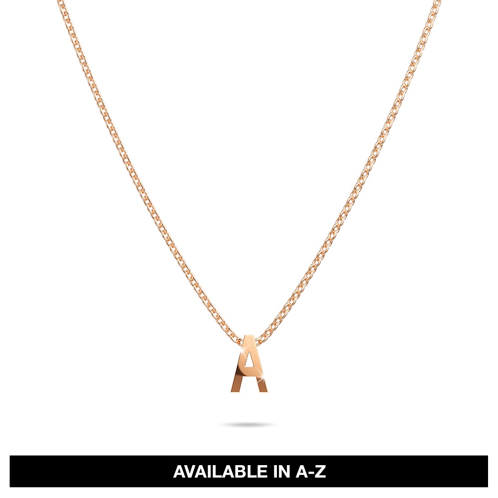 BULLION GOLD Initials Brick Alphabet Letter Necklace Rose Gold Layered Steel Jewellery