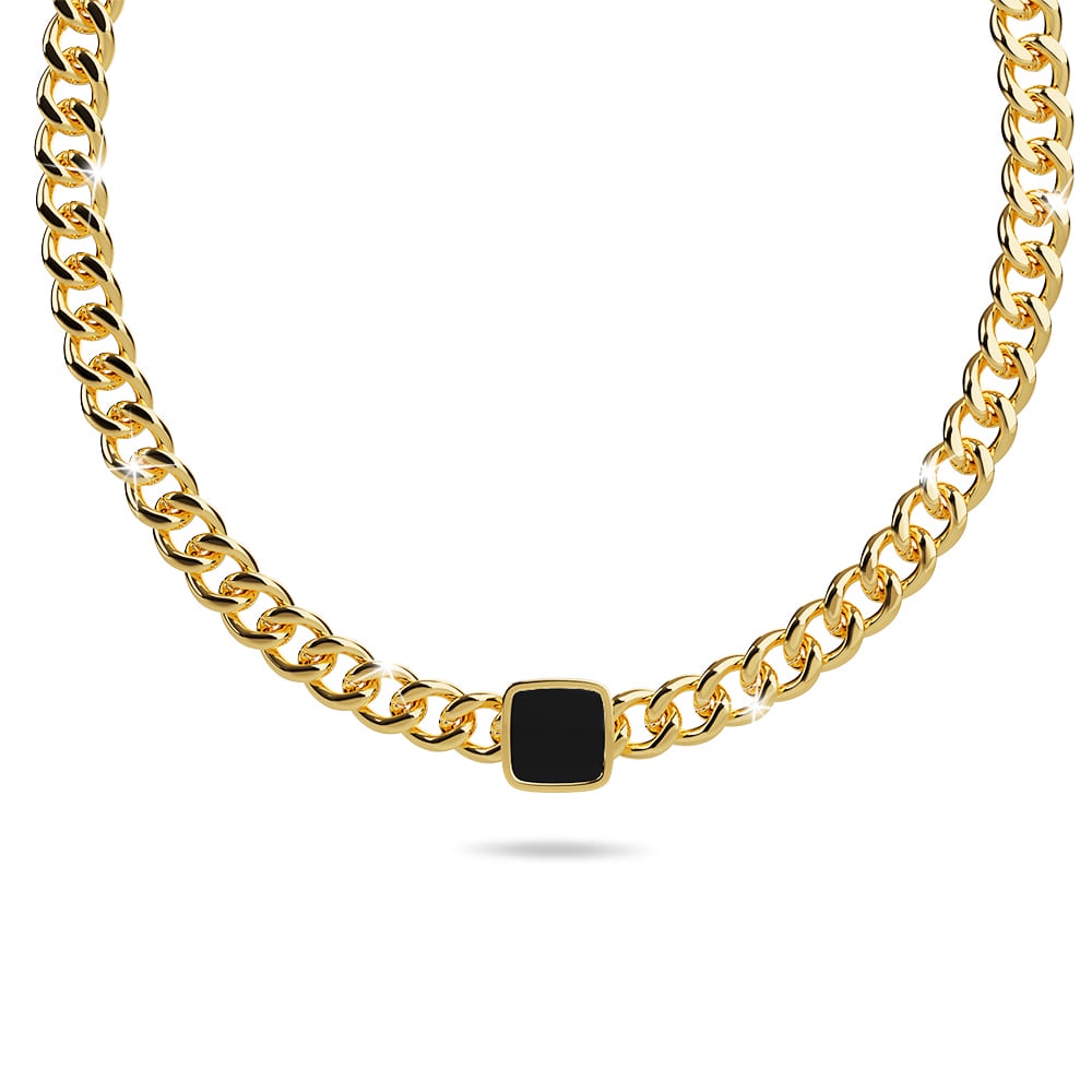 BULLION GOLD Fernando Cuban Chain Acrylic Bar Necklace