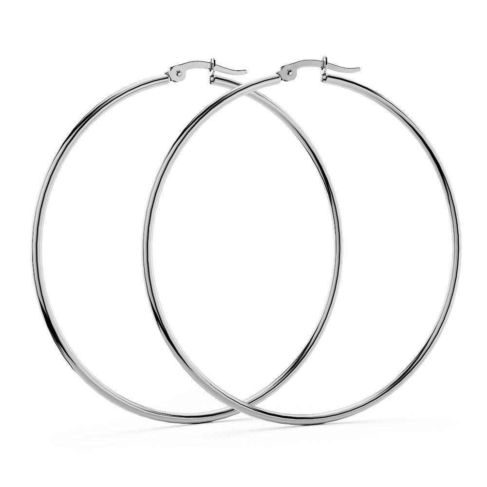 BULLION GOLD Trishia Hoop Earrings 60mm|White Gold