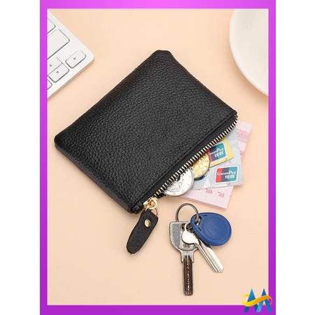 wallet for man 钱包 dompet lelaki Dompet kosong kulit asli, beg kad lelaki dan perempuan, beg koin mini, beg kunci, beg kecil yang ditahan oleh kulit lembu, zipper, dompet pendek